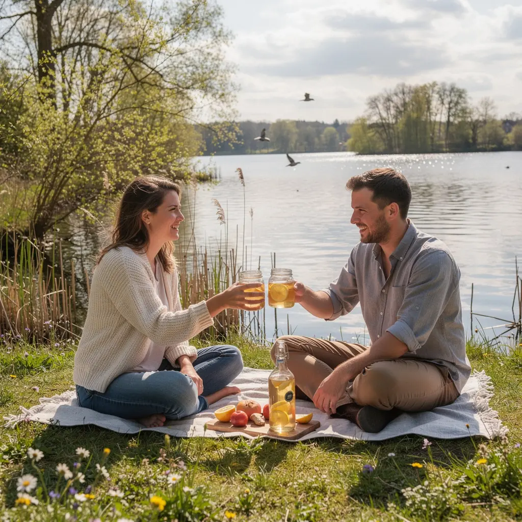 Tranche de citron frais et racine de gingembre sur un fond rustique.