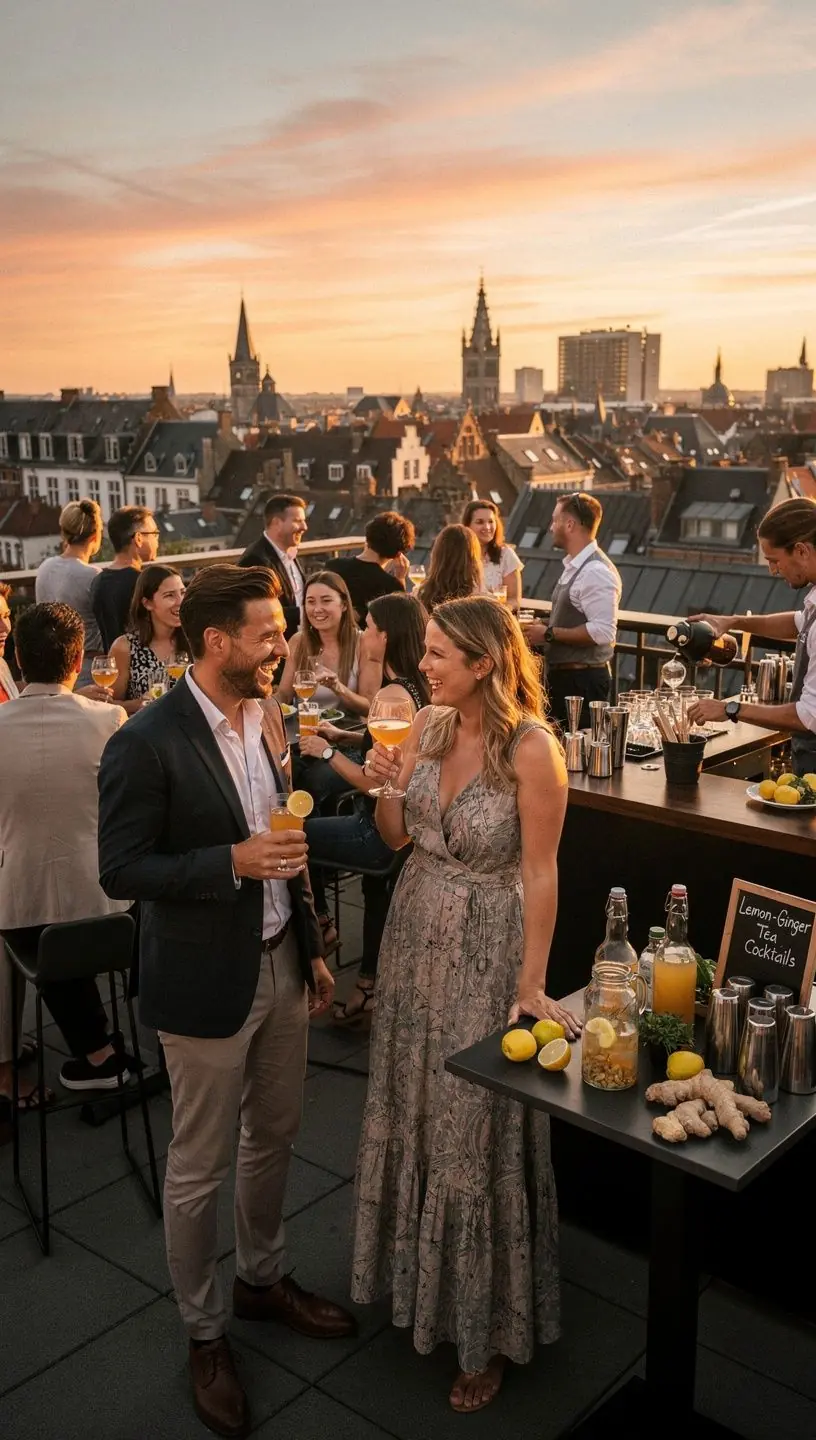 Tasse de thГ© au citron et au gingembre fumant sur une table en bois.