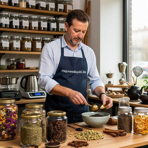 Un verre de thé glacé au citron et au gingembre, garni de feuilles de menthe.